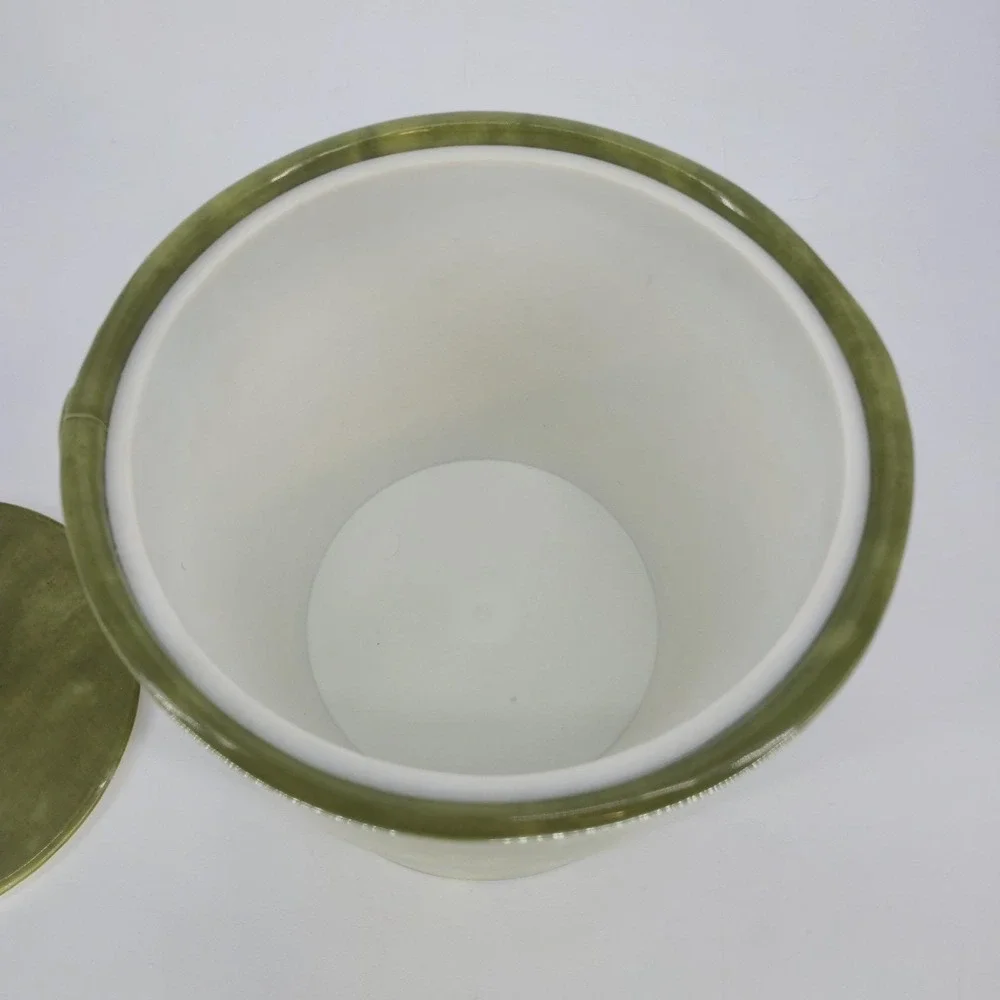 Vintage Avocado Green Vinyl Ice Bucket Golf Ball Lid Barware Golfer Man Cave Top
